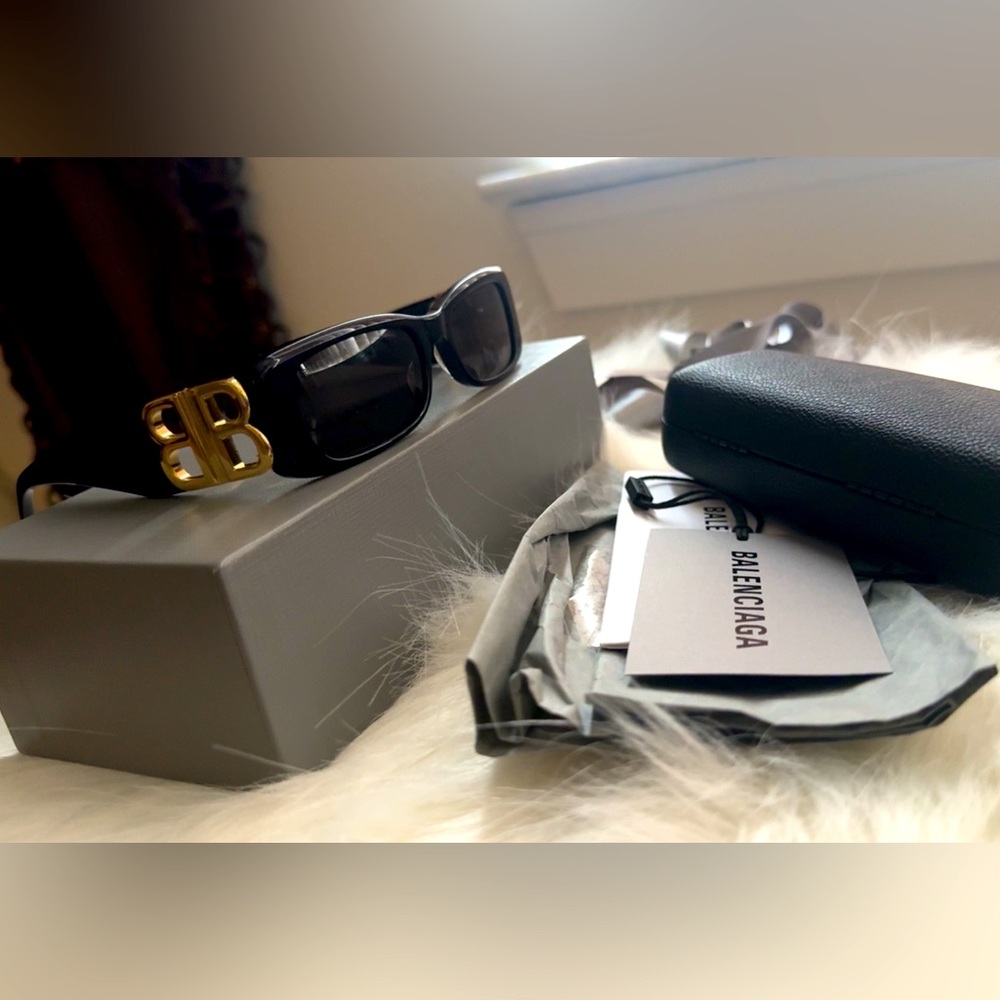 Balenciaga Black Sunglasses with Gold BB Accent